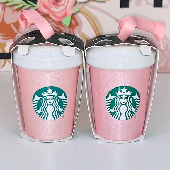 Starbucks Other - 💗🎄{STARBUCKS} Pink Ceramic Christmas Ornaments